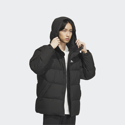 Adidas wasserabweisende, spritzwassergeschützte, winddichte und warme Entendaunen-Daunenjacke für Damen und Herren, Adidas offiziell schwarz M