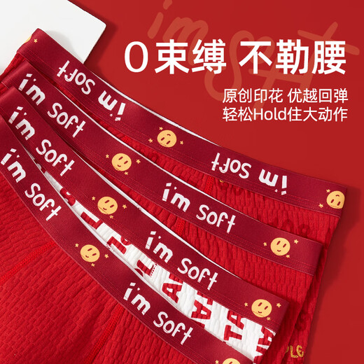 Catman teen underwear men's birth year pure cotton red boxer briefs for fat children 18 antibacterial wedding festive boxer shorts