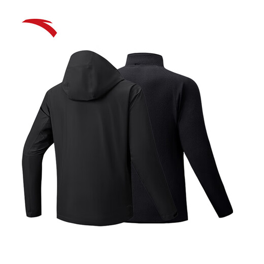 Anta Brother Z's same style water shell jacket丨Earth Shell 3.0 three-in-one hard shell windproof jacket for men and women, basic black-5 L ​​(men's 175)