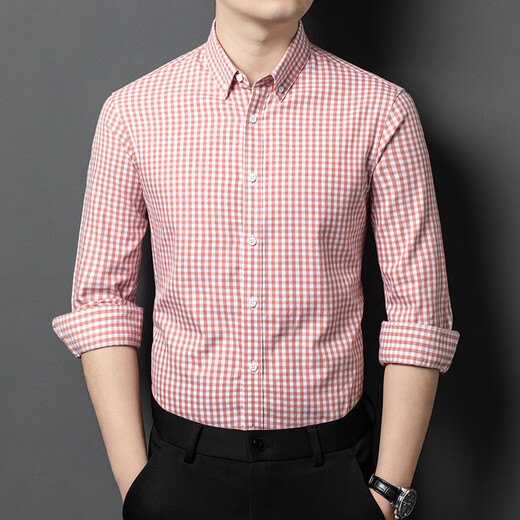 MAGIOPY luxury high-end brand men's spring and autumn new men's shirt long-sleeved plaid fashion casual thin versatile shirt green L 50