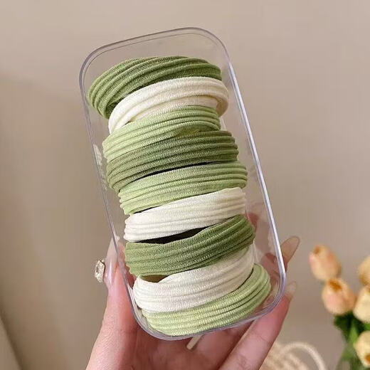 SAHANE Saha high ponytail hair tie hair tie does not hurt the hair rope rubber band simple high elasticity and durable leather set hair accessories matcha green mix and match 20 pieces