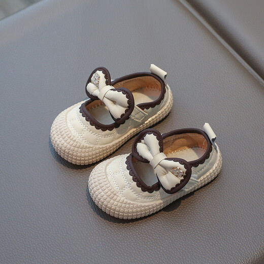 Terranis Yangma recommends spring new baby girl bow princess shoes soft sole infants 0-1-3 years old off-white 17_inner length 12.5cm