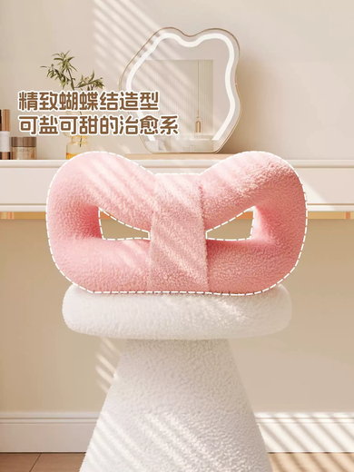 Fantasy Internet Celebrity Bow Dressing Stool Girls Bedroom Home Makeup Chair Light Luxury Dressing Table Chair Rotating Makeup Stool Special Offer Cute Pink Rotating Lamb Velvet Backrest
