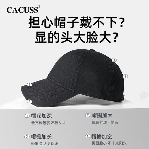 CACUSS baseball cap men's all-season sun protection peaked cap women's outdoor sun hat versatile casual trendy black hat