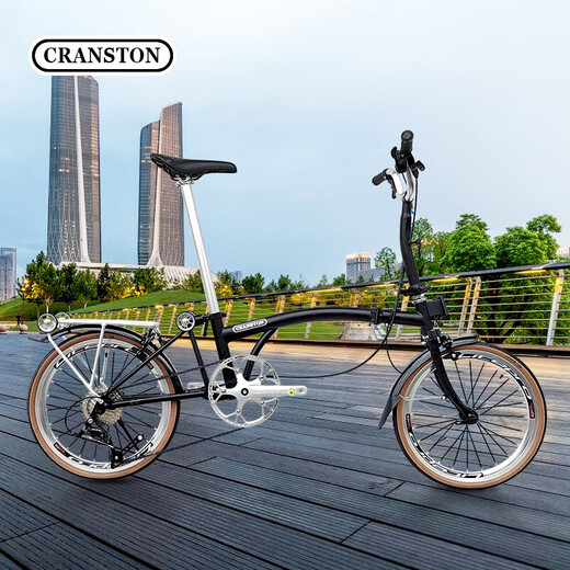 CRANSTON 20-inch small cloth 9-speed three-folding bicycle portable retro ultra-light women's variable-speed bicycle 20 inches _ Postal Green Silver with casual version plus universal wheels