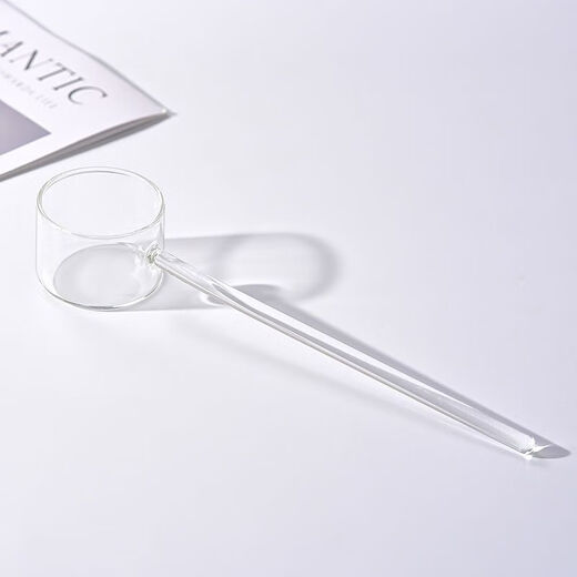 Ostar glass spoon long handle high temperature resistant Internet celebrity gourmet anchor seasoning spoon strange tea soup spoon high appearance ins white straight glass spoon 75ml 1