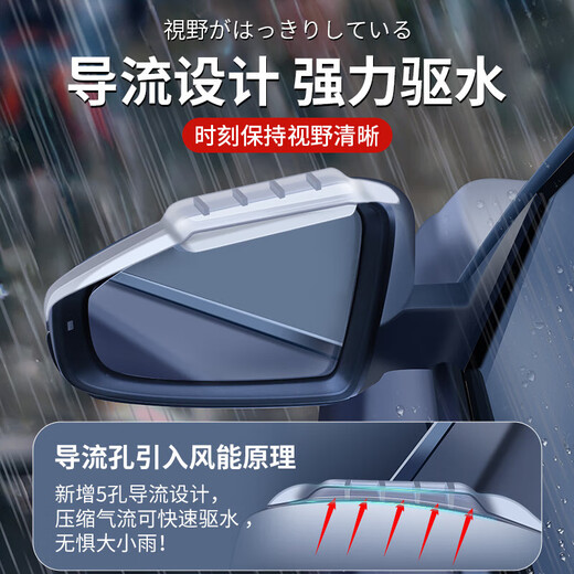 Rearview mirror rain eyebrow car rearview mirror waterproof and rainproof eyebrow snap-on extended small round mirror integrated with built-in rain cover 1 pair of white transparent rain eyebrows upgraded diversion design