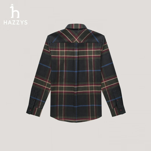 HAZZYS Women's Clothing 2025 Winter New Women's Contrast Color Retro Plaid Long-Sleeved Shirt Women's ASCSK1CDK28 Carbon Gray CG M (160/84A 38)