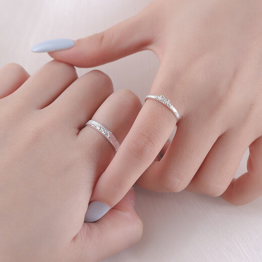 Lao Fengxiang's original S999 pure silver honey butterfly trace personalized lava texture couple's ring simple forest style hand ornaments lava texture pair of rings for men - silver opening adjustable