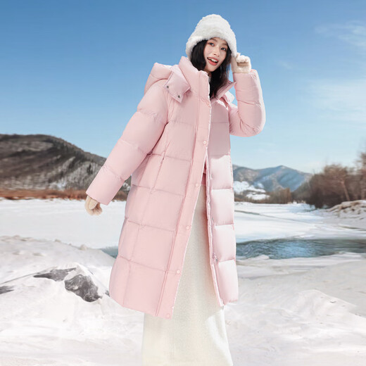 Flying in the Snow Cloud Velvet Series 2025 New Goose Down High Fill Down Jacket Long Puff 7-Gate Down Jacket Salmon Pink|1920 L/170/92A