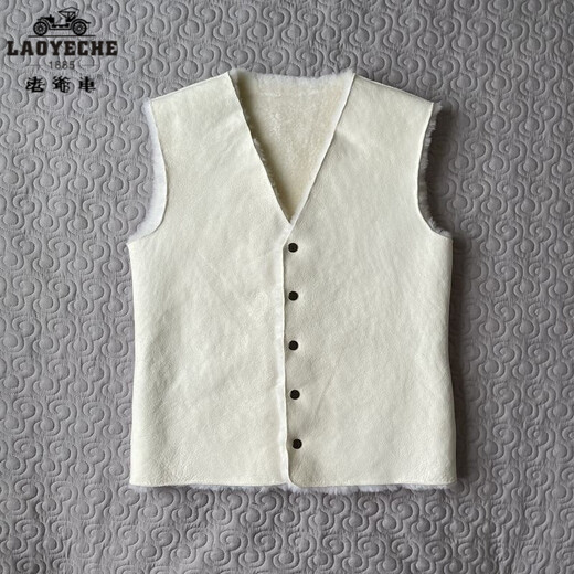 Classic car sheepskin vest men's warm vest wool autumn and winter coat fur one-piece vest middle-aged and elderly women thickened genuine leather Our shop black cover style (whole leather) M 100-110Jin Jin equals 0.5 kg