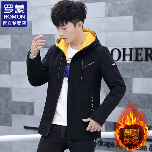 ROMON jacket men's autumn and winter 2025 new loose casual velvet thickened youth tops men's jacket 901 beige thickened velvet XL (115-130Jin Jin equals 0.5 kg)