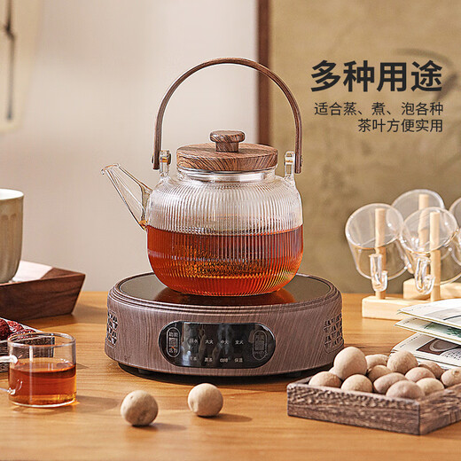 Modern Housewife Cooking Tea Set Around the Stove 2025 New Electric Ceramic Stove Health Pot Steaming Teapot Utensils Full Set Glass Kettle Flat Light Steaming Dual Kettle 1000ml