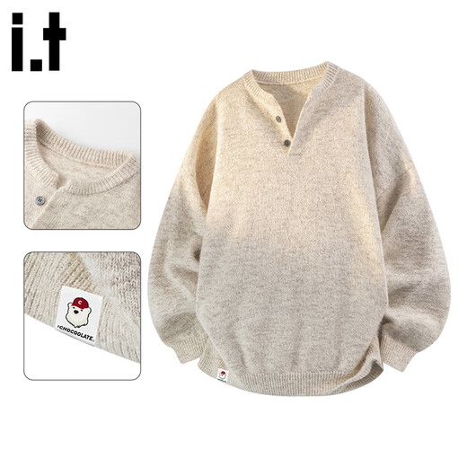 CHOCOOLATE it women's 2025 autumn and winter American high-end sweaters for men and women trendy loose casual henley collar sweaters for women green L