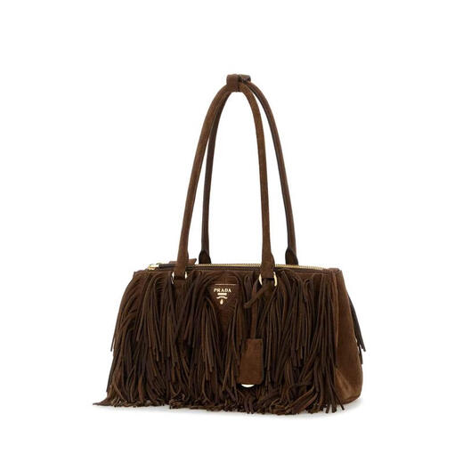 PRADA FW25 Light Luxury Women's Brown Suede Shoulder Bag Brown One Size