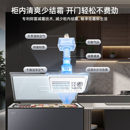 MeiLing 301 liter freezer household commercial freezer first class energy efficiency large capacity refrigeration and freezing conversion 84.1% efficient frost reduction ice cream freezer horizontal refrigerator national subsidy recommended by thousands of people | dual use for home and business frost reduction 84.1% 301L 301 liters
