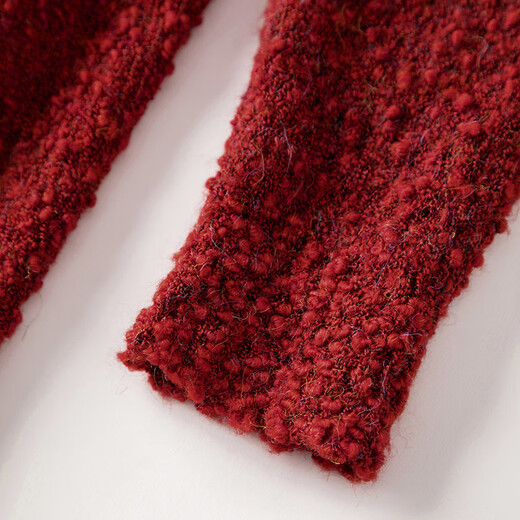 Late White Exclusive 2025 Autumn Style Simple Chinese Red Sweater Solid Color Soft Waxy Wool Sweater Women Red L