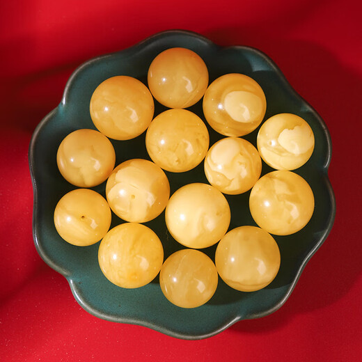 Everlasting Yehui multi-edge natural beeswax single beads Russian material chicken fat yellow beads beaded cultural toys accessories multi-treasure beads loose beads single bead manually polished bead size deviation between 0.2