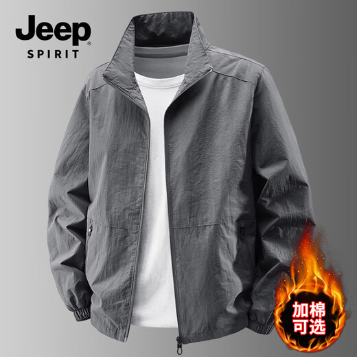 JEEP SPIRIT Jacket Men's 2025 New Autumn and Winter Stand Collar Outdoor Top Jacket 8919 Dark Gray XL