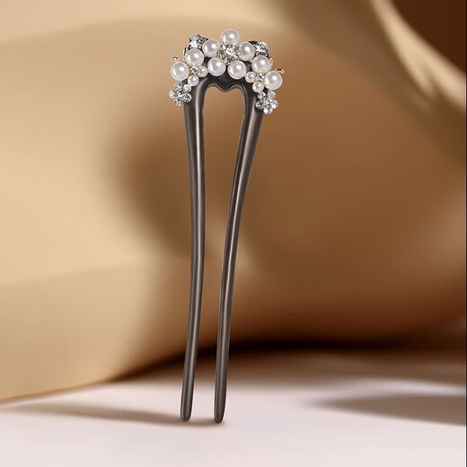 Lugeli ebony U-shaped double hairpins for women, high-end Chinese style new hairpins and hairpins, birthday gifts for girlfriends, Gypsophila-ebony gift box