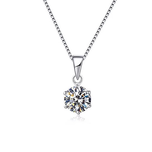 I Do Platinum PT950 Necklace Classic Six Claws 1 Carat Diamond Necklace Single Diamond Pendant Proposal Engagement Gift for Girlfriend Classic Six Claws - 1 Carat Diamond Necklace