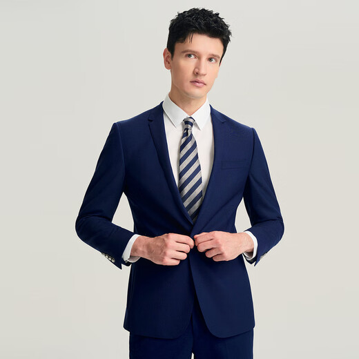 JODOLL Men's Suit Suit Sheep Wool Comfortable Breathable Soft Suit Solid Color Versatile Casual Fashion Suit Lake Blue XL 52B Pants Size Remarks Inventory Inquiry Customer Service