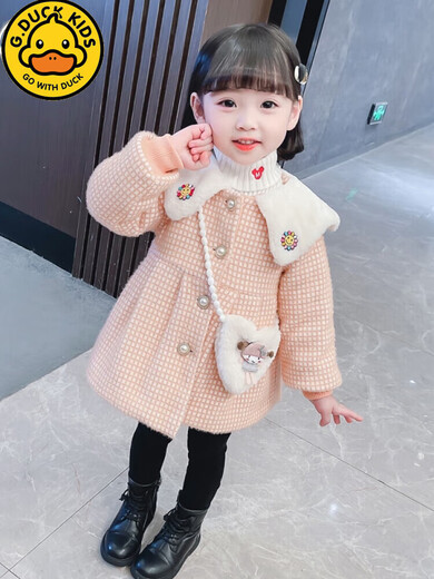 Baby girl spring, autumn and winter coat, girl, child, children's clothing, western style quilted woolen coat 1 top 2 trendy 3 years old 4 pink 80 cm