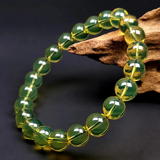 Amber style, one thing, one picture, one certificate, blue amber bracelet for men and women, Mexican natural water purified high blue amber gold bracelet, 6.53g, 8.5mm