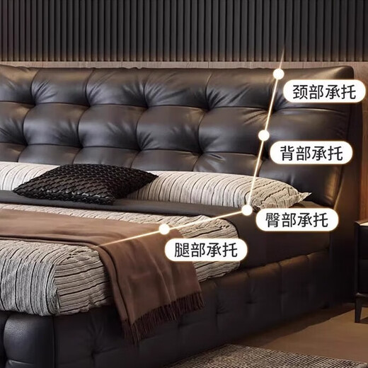 Van Lawrence Cloud Leather Bed Master Bedroom King Bed 1.8m x 2m High-End Light Luxury Style Double Storage Bed Including Mattress