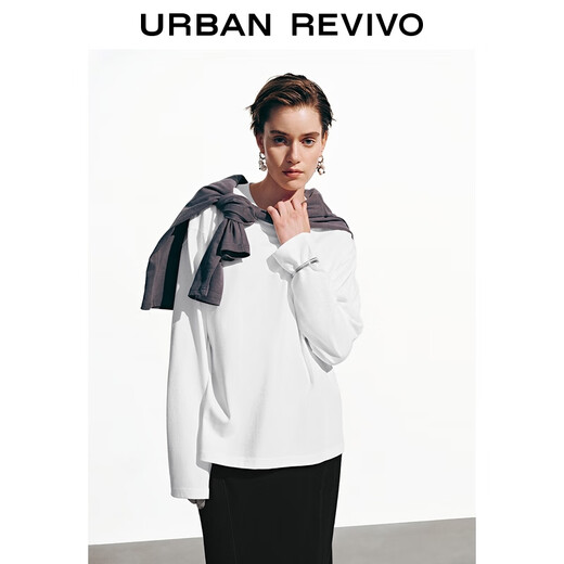 UR2026 Spring New Women's Casual Simple Basic Round Neck Loose Short T-shirt UYB450012 Beige M