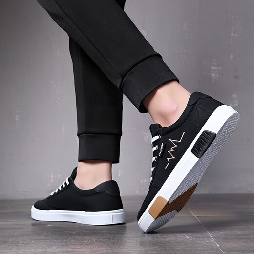SNGUNY high-end light luxury brand casual shoes men's new old Beijing cloth shoes men's spring and autumn breathable sneakers men's shoes men's canvas shoes 6636 black gold 43 265