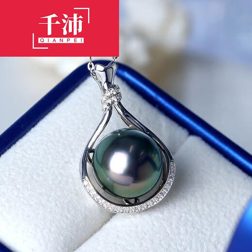Qianpei black pearl pendant 1213mm seawater pearl pendant single S925 silver necklace young lock necklace young lock