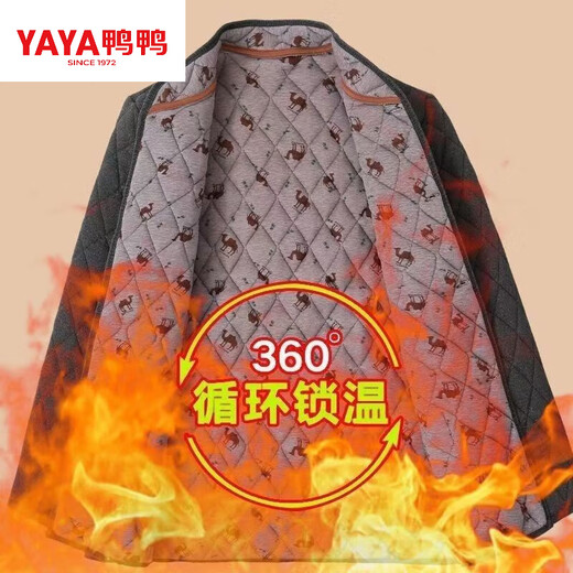 Duck Men's Winter Camel Down Winter Clothes for Middle-aged and Elderly Cold-proof Cotton Clothes Thickened Dad's Plush Cotton Jacket Warm Cotton Clothes Stand Collar Jacket Dark Gray Classic 4XL 125 to 150Jin Jin is equal to 0.5 kg