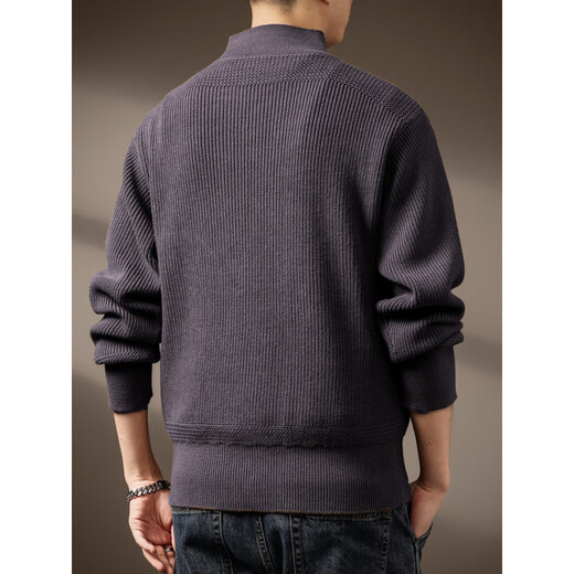 Bofayalo high-end American retro thickened and warm Henry collar men's sweater 2025 spring and autumn new heavyweight fashion gray khaki S_suitable for 90-110Jin Jin equals 0.5 kg