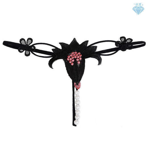 Universal large size pearl underwear, enlarged one lace thong t-le vagina large particle necklace with pearls 118 black M size recommended 80-120 Jin Jin is equal to 0.5 kg
