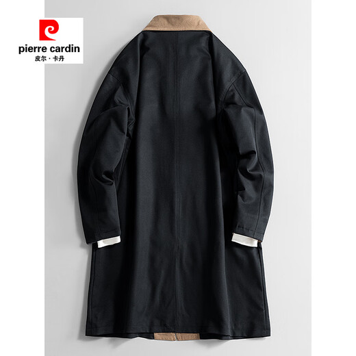 Pierre Cardin workwear military green high-end trendy brand mid-length windbreaker men's spring and autumn loose casual plus fat plus size fat jacket black XL 120-140Jin Jin equals 0.5 kg