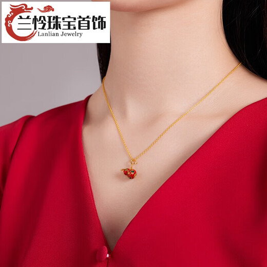 Lan Lian 18K gold pendant for women, national fashion enamel pendant, DIY versatile enamel pendant for birthday gift, Zakiram pendant - chain not included