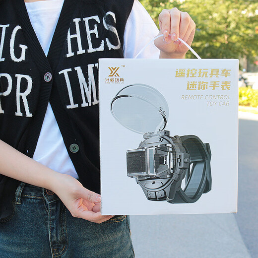 Shantou Lincun Black Technology Watch Remote Control Car Mini Alloy Racing Birthday Gift Boy Electric Children's Toy Car 5.5G Alloy_Cartoon Blue Mustang with a battery life of 6-8 hours