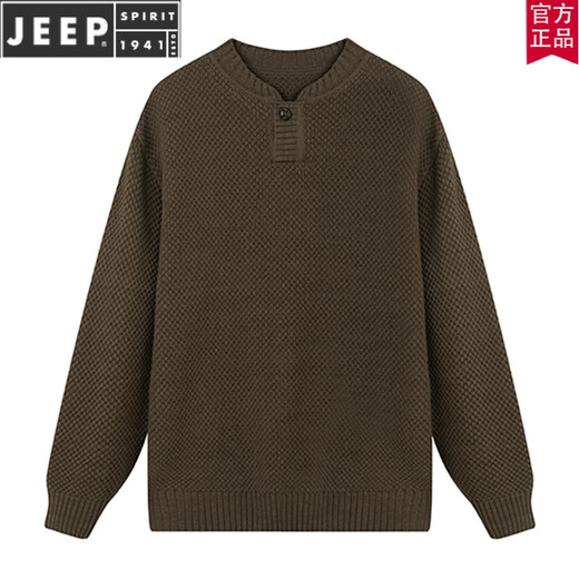 JEEP SPIRIT autumn and winter men's long-sleeved lazy Henry collar sweater sweater warm thickened youth retro cotton sweater top sweater Mituo XL 180
