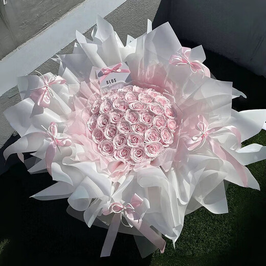 Everlasting flower rose bouquet doll hug bucket for girlfriend and best friend simulated soap flower birthday gift Yunshu Acacia 21 hug bucket + balloons