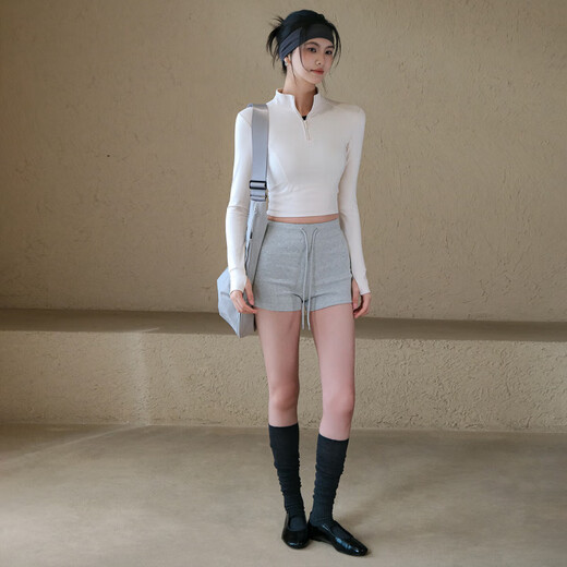 LULULOMDDW velvet warm yoga jacket for women in autumn and winter half zipper stand collar sports top Pilates fitness long sleeves dark blue M