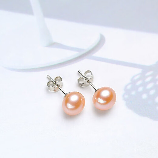 Jinxu 8-9mm Freshwater Pearl Earrings, 925 Tremella Needle Ear Plugs, High Quality, Mirror Light, Gift for Lover, White, Slightly Flawed