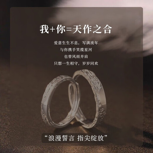 GLTEN couple rings sterling silver 999 silver ring couple light luxury men and women birthday gift for girlfriend and wife