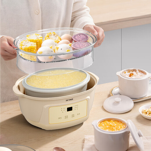 Tianji (TONZE) electric stew pot, water-proof stew pot, bird's nest stew pot, household soup pot, electric multi-functional baby porridge artifact, baby food supplement pot, 1.8L, one pot, three-gallon steamer type 1.8L