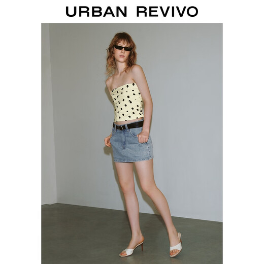 UR2025 Summer New Women's Fashion Retro Casual Belt Decorated Culottes Denim Shorts UWG850131 Blue 25