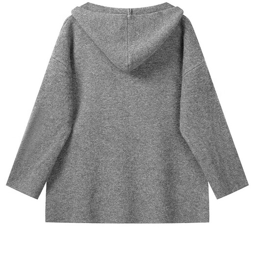 CHOCOOLATE it Women's Classic Korean Style Hooded Sheep Wool Knitted Cardigan Sweater Women's Autumn and Winter Small Temperament Jacket Women Oatmeal Color One Size