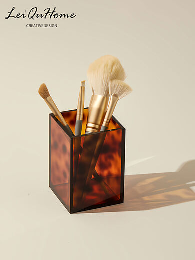 Yusenyi LQ tortoiseshell color acrylic makeup brush storage box dressing table cosmetics comb storage box desktop miscellaneous pen holder one grid