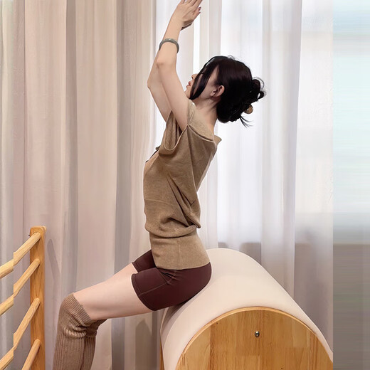 Xu Qixing's new yoga wear, women's Pilates fitness suit with chest pad, beautiful top, blouse, smoke chestnut jumpsuit S