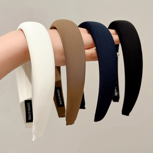 Maillard wide-brimmed sponge headband for women 2025 new high-end autumn and winter pressure hair high top 1# beige - about 3cm wide