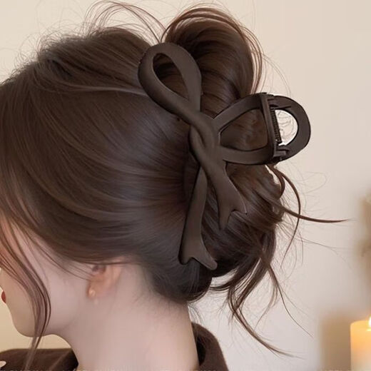High-end 2025 new frosted coffee color large clip hair clip for women with hair on the back of the head, shark clip hair clip headgear, great value recommendation, main picture 6-piece set
